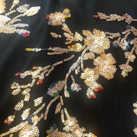 NWT Cocktail dress, black with floral sequin pattern. Sz 12 - Picture 4 of 10